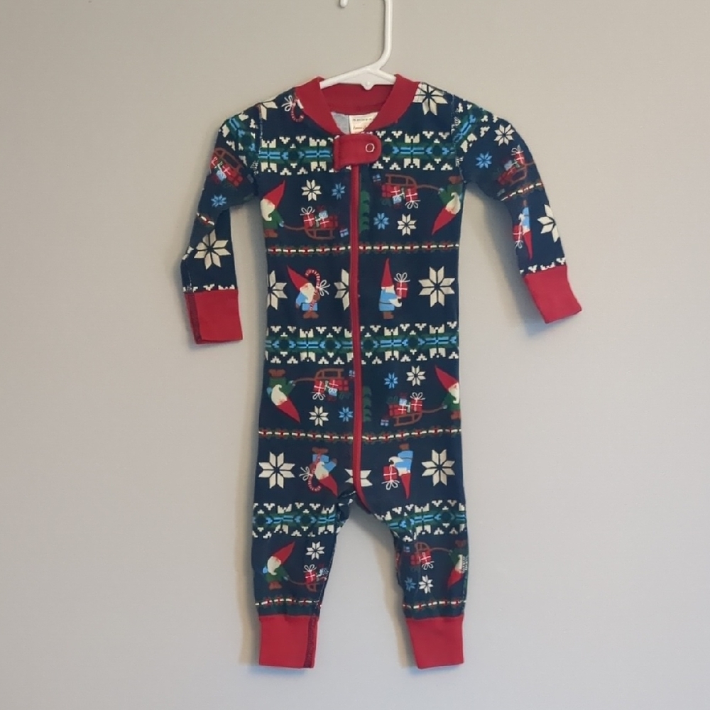 Hanna Andersson Gnome Christmas Holiday Pajamas Sleepers - Size 75, 12-18 Months